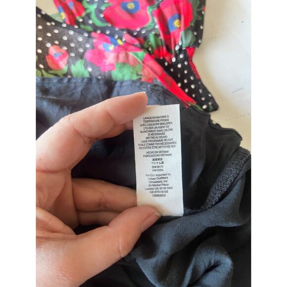 Free People Womens Morning Light Black Polka Dot Babydoll Dress Sz 0 Floral - Picture 7 of 10